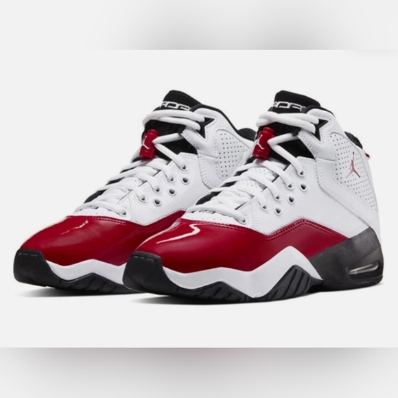 Jordan Red and White High-Top Sneakers - Picture 3 of 17